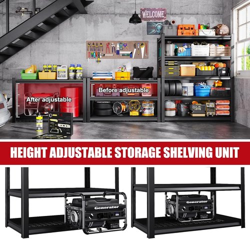 Heavy Duty Metal Shelving Unit by Set of 4 | Adjustable 5-Tier Storage Shelves - 3000 lbs Capacity, 71”x46”x18”