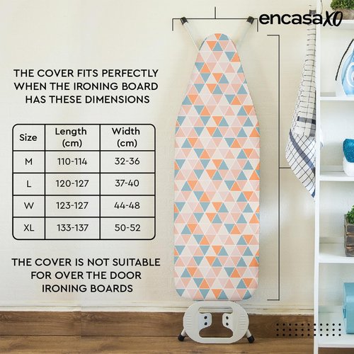 Encasa XO Ironing Board Cover and Pad - Thick 4mm Felt, Heat & Scorch-Resistant, Fits Standard Large Boards 54"x15", Elastic Bungee Cord Tightening, Easy Fit, Stain-Safe Dye, Green Roses