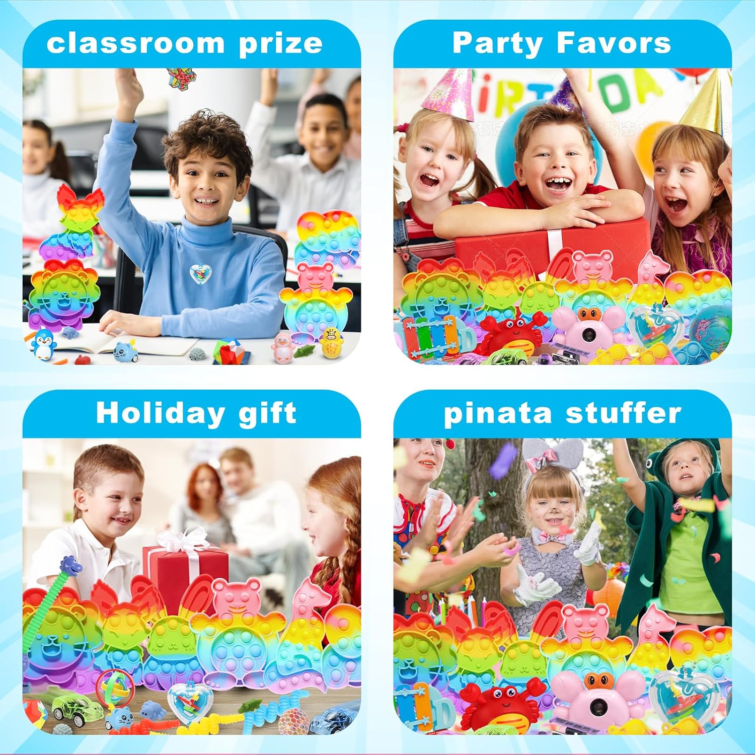 Skiennix Kids Party Favors - 1000 Pcs Fidget Toys Pack for Stress Relief | Ideal for Carnival & Classroom Prizes