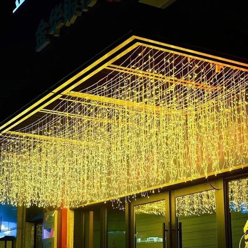 FATONESA LED Icicle Christmas Lights, 13FT 120 LEDs 8 Modes Extendable Eaves Short Curtain Twinkle Dangling Fairy String Lights for Indoor Party Wedding Outdoor Decorations, Warm White, 4M06