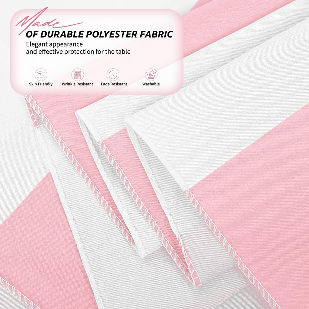 2 Pack Pink and White Striped Tablecloth Rectangle 60x84inch Polyester Fabric Washable Table Cloth for Afternoon Tea Birthday Party Picnic Barbecue Gathering Indoor Outdoor Dining Table Decor