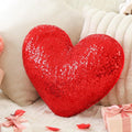 Yookeer Glitter Sequins Heart Shaped Pillow 14'' x 12'' Valentine's Day Decorative Sparkling Throw Pillows Solid Soft Shiny Cushion for Women Valentine Wedding Anniversary Bed Couch Decor(Red)