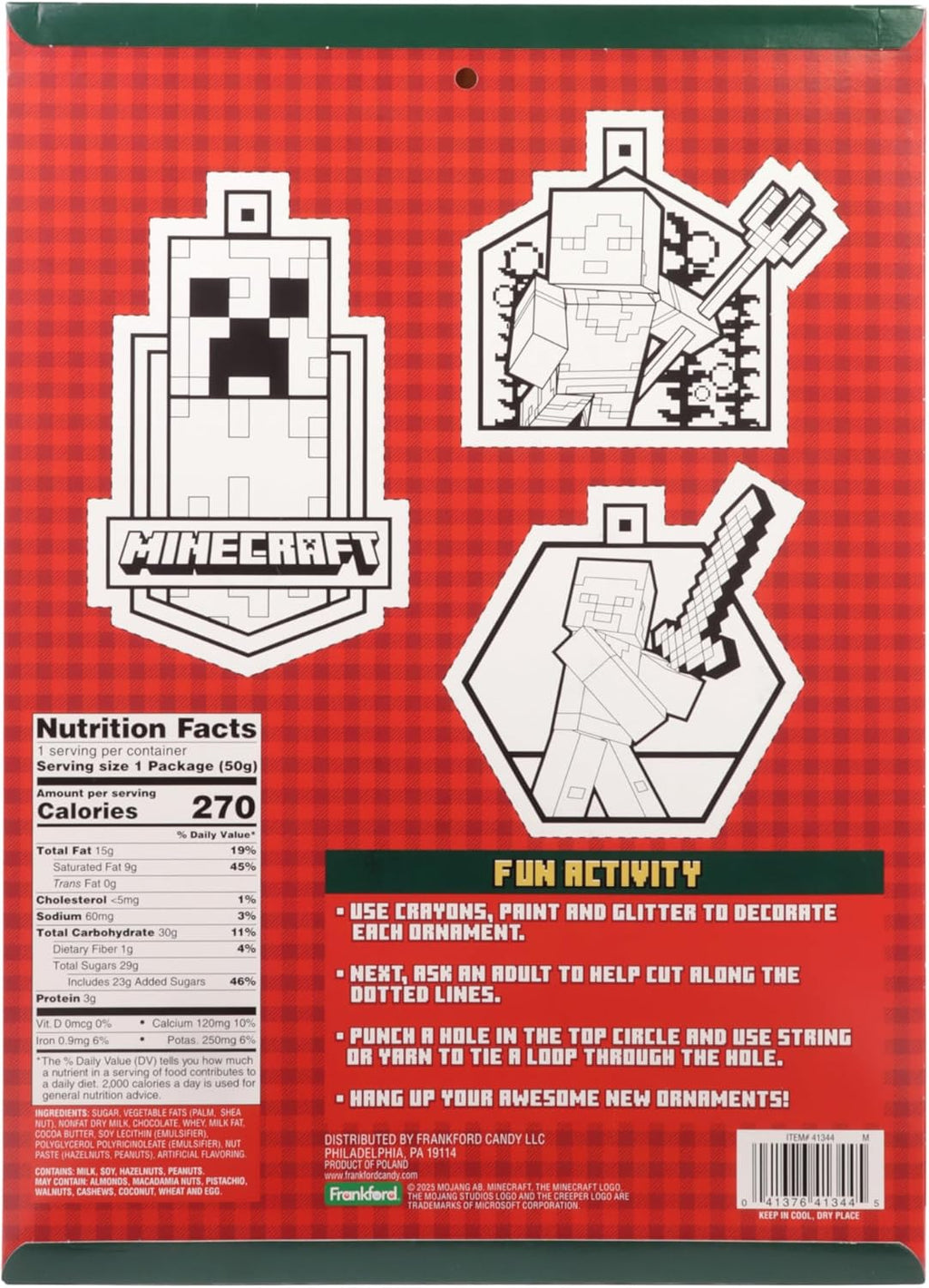 2025 Minecraft Advent Calendar - 24-Day Holiday Countdown with Chocolate Treats - 1.76 Ounce