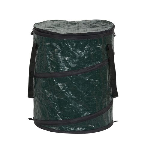 Household Essentials Pop Up Hamper, Pop Up Camping Trash Can, Great for Outdoor or Indoor Use, Portable and Collapsible with Zippered Top, Green