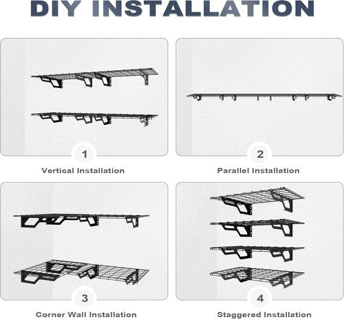 Atlas Heavy Duty Garage Wall Shelves - 2-Pack 2x6 Ft Metal Floating Storage Rack | 800lbs Capacity