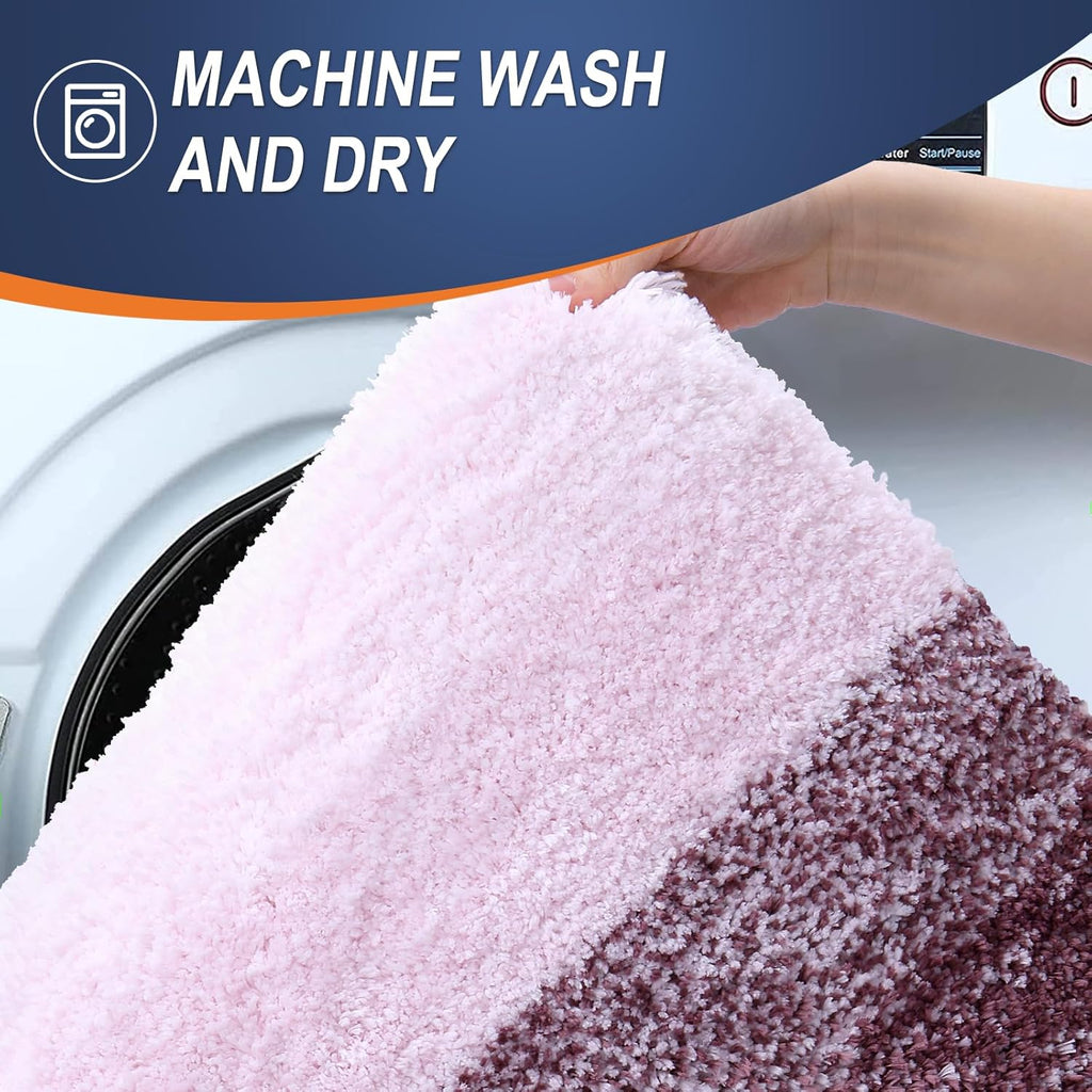 OLANLY Bath Rugs Mat - Extra Soft Microfiber, Quick Dry & Machine Washable | 34x21 Inches, Mauve