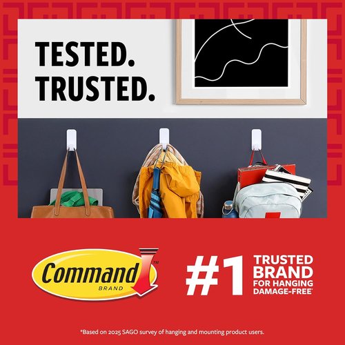 Command 5 lb Large Utility Hooks - Damage-Free Adhesive Wall Hooks for Home & Office Organization | 12 Strips Included