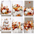 Geyoga Set of 6 Fall Kitchen Towels Autumn Dish Towels Rustic Pumpkin Hand Tea Towel Flower Kitchen Decors for Thanksgiving Fall Decorative Absorbent Fast Drying Cloth for Bathroom Cooking 16" x 24"
