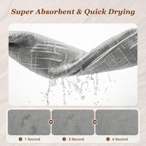 AMOAMI Bath Mat Non Slip Super Absorbent Quick Dry Bath Mats for Bathroom Floor Rubber Backing Washable Bathroom Rugs Modern Woven Jacquard Mat, Beside Tub Bath Rugs, 17" x 24", LightGrey