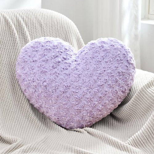 IREMATE Heart Pillow Purple Throw Pillows, Soft and Fluffy Decorative Pillows for Bed Couch Chair, Cute Heart Shaped Room Decor for Valentine Anniversary Birthday Halloween Christmas (Small, 13"x10")