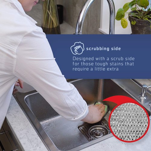 FAYINA 2-Sided Premium Microfiber Dish Sponge and Scrubber 3 Pack Variety - Heavy Duty Scouring Non-Scratch Multi-Surface