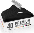 HOUSE DAY Black Velvet Hangers - 40 Pack Non-Slip Heavy Duty Felt Hangers | Premium Slim Space-Saving Design