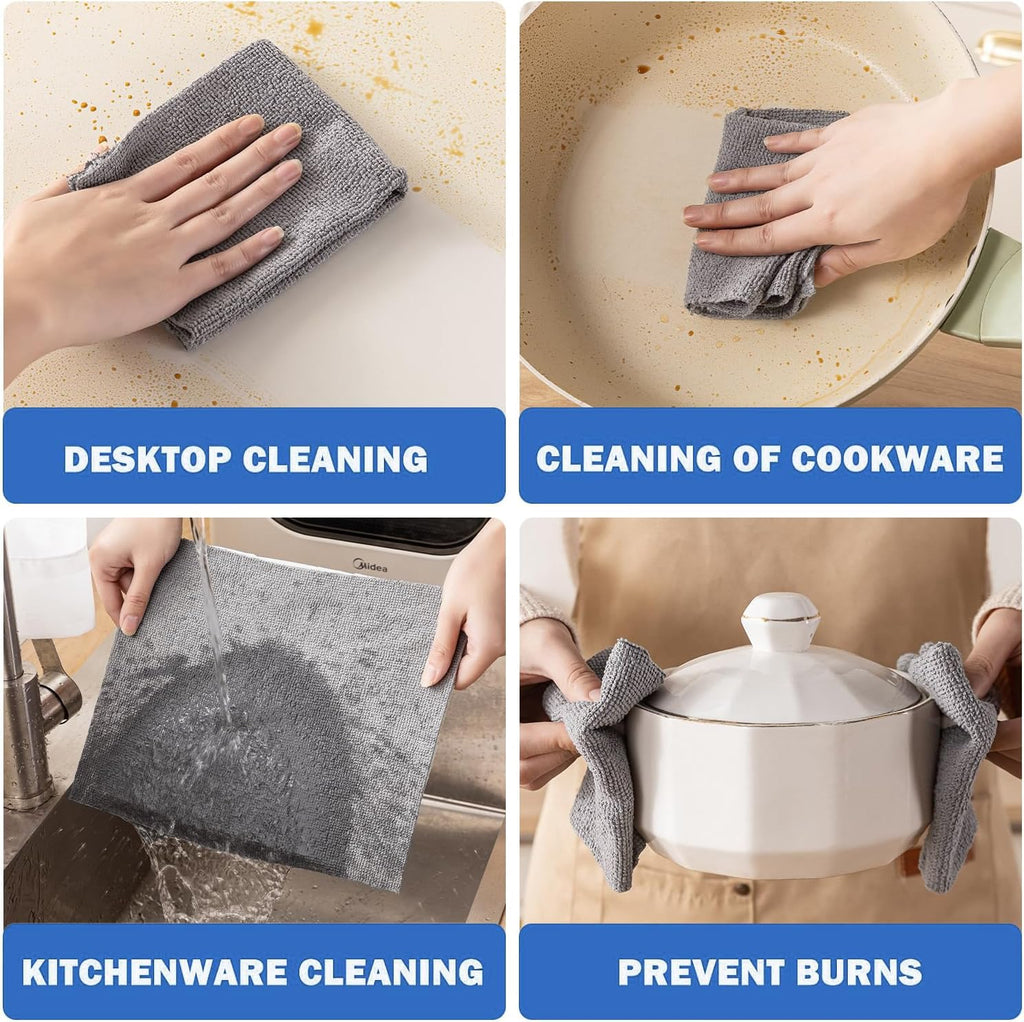Vnoss 55 Pack Microfiber Cleaning Cloth Roll, Tear Away Reusable Towels, 11" X 9", Ultra Absorbent & Lint Free Cloth for Cars, Kitchen, Window, Home and Shop, Grey