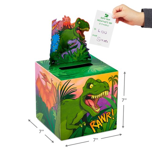 Hallmark Dinosaur Valentine's Day Cards for Kids with Pop Up Mailbox for Classroom Exchange (1 Box, 32 Cards, 1 Teacher Card, 33 Envelopes,)
