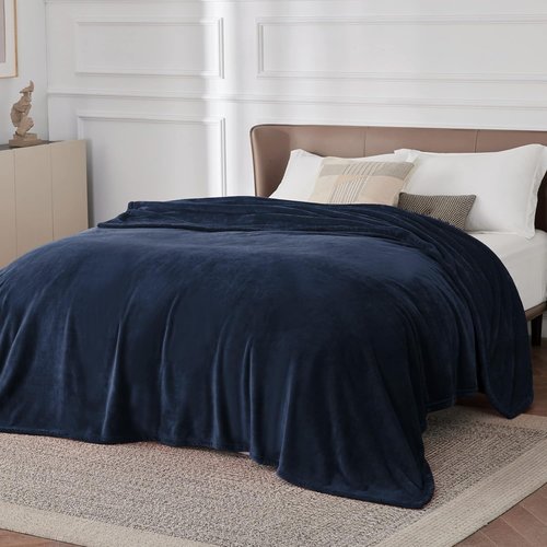 Bedsure GentleSoft Fleece Blanket - Cozy Navy Blue California King Size, 102x96 Inches for Ultimate Comfort