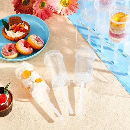 Lenwen 200 Pcs Cake Push Pop Containers with Lids, Reusable Cake Push Pops, Muti-purpose Containers, Push-up Shooter for Cupcake, Confetti, Homemade Ice Cream, Desserts