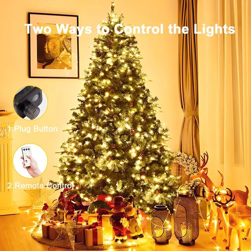 Christmas Tree Lights with Ring,6.6ft 400LED Fairy Light with Remote Control,16 Lines String Light,8 Modes,Timing Function,LED Light for 4-10ft Indoor and Outdoor Christmas Tree Decoration,Warm White