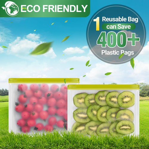 LKSUMPT 6 Pack Freezer Bags Gallon, Reusable Freezer Bags, Food Storage Bags, BPA Free Same as Reusable Ziploc Bags, Leakproof Extra Thick for Traveling & Household, Grey