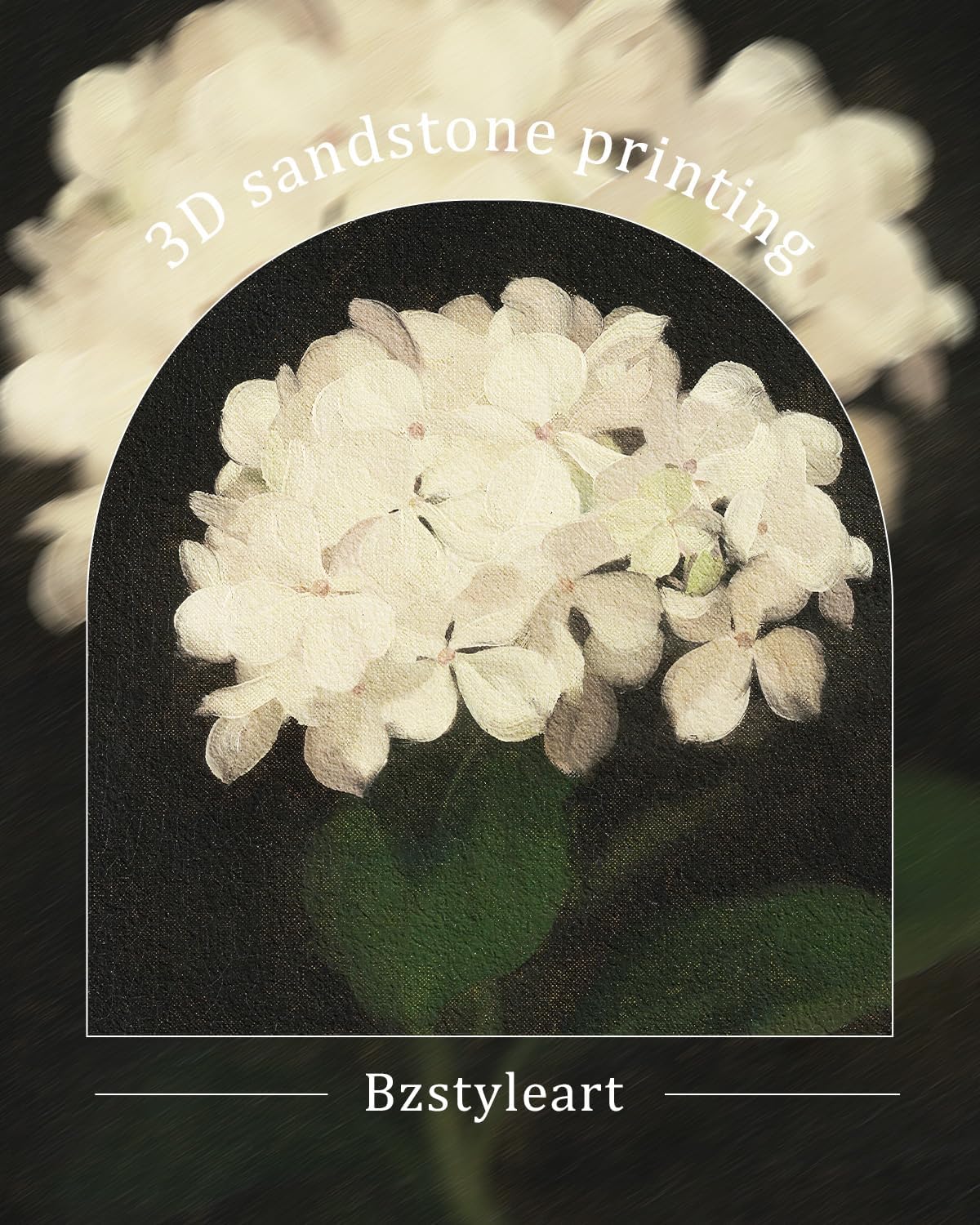 Bzstyleart Metal Framed Wall Art - Textured Hydrangea Canvas Print | 12 x 16 Inch Aesthetic Decor
