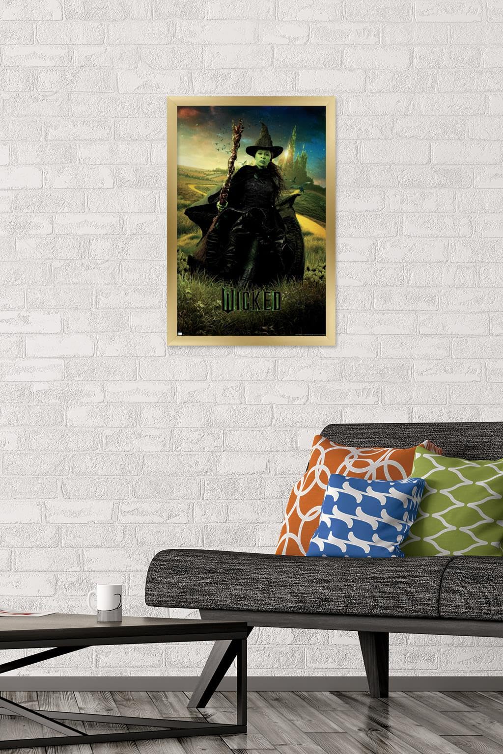 Wicked - Elphaba One Sheet Wall Poster, 22.4L" x 14.7W", Gold Framed Version