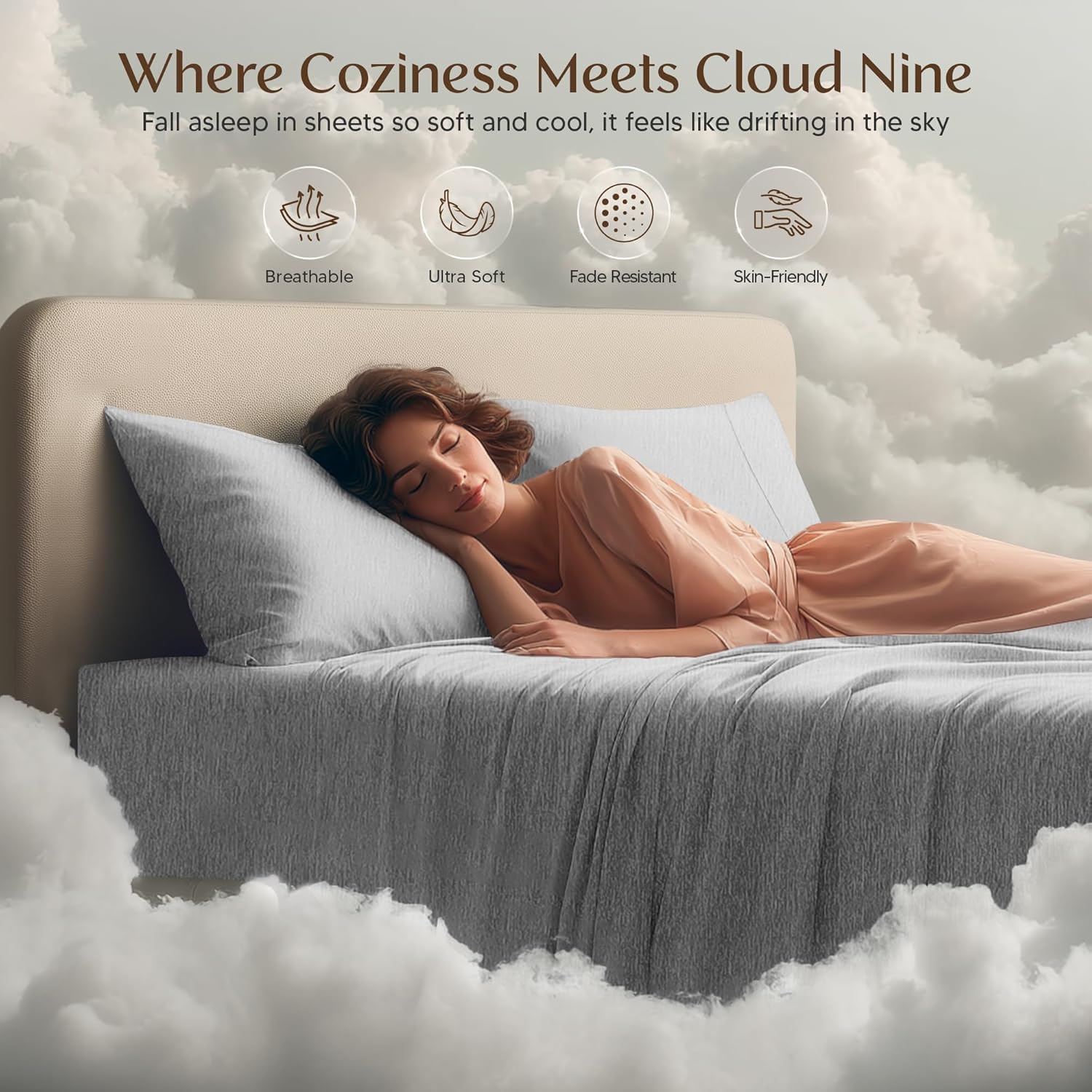 Utopia Bedding King Size Sheet Set - Soft, Breathable Microfiber | 4-Piece in Heather Grey