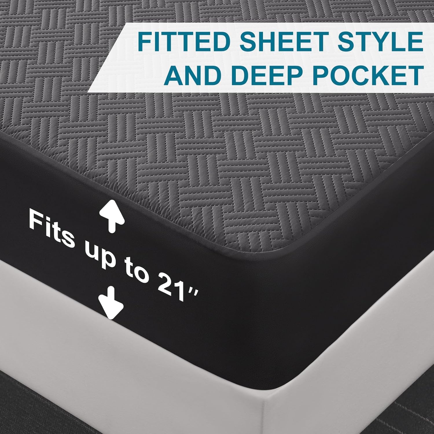 Skiennix Waterproof Mattress Protector - Breathable, Noiseless Twin Bed Cover with Deep Pockets (Gray)