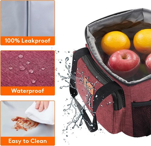 Lifewit Insulated Lunch Bag - Soft Cooler Tote for Adults | Burgundy, 12-Can Capacity (9L)