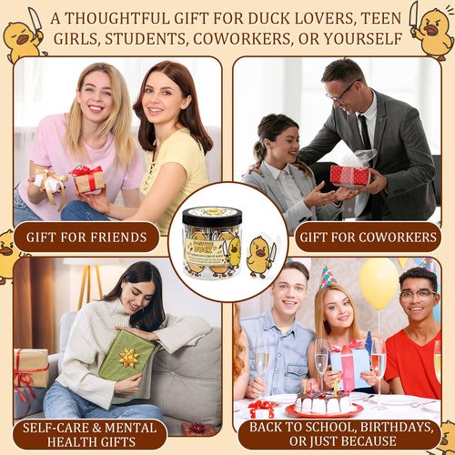 JULEASEL Positive Duck Affirmation Jar – 60 Funny Motivational Cards with Sarcastic Humor for Daily Smiles, Adorable Gift for Women Men, Funny Duck Gifts for Office Stress Relief & Daily Motivation