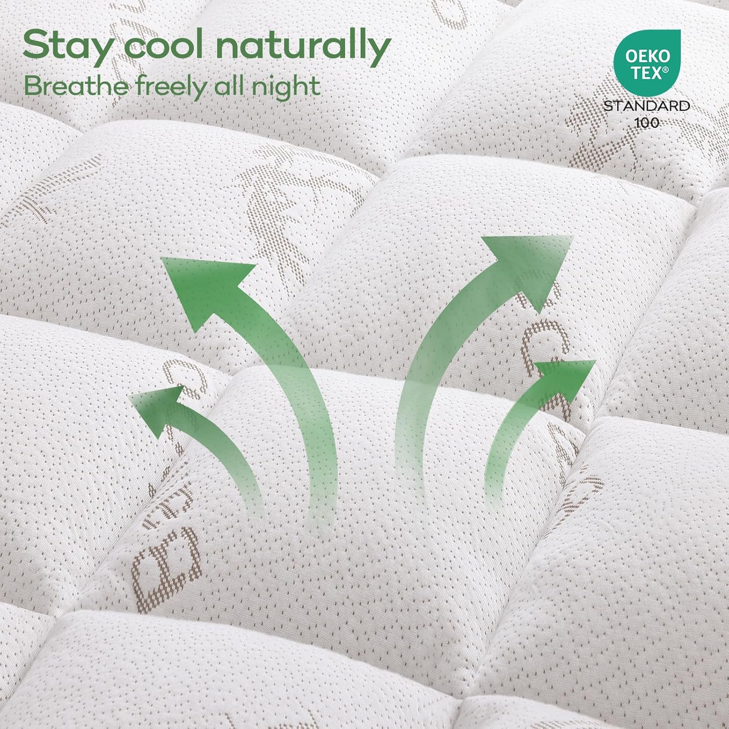 OLANLY King Mattress Topper - Cooling Bamboo Viscose Pillow Top for Back Pain Relief | Plush Down Alternative, White