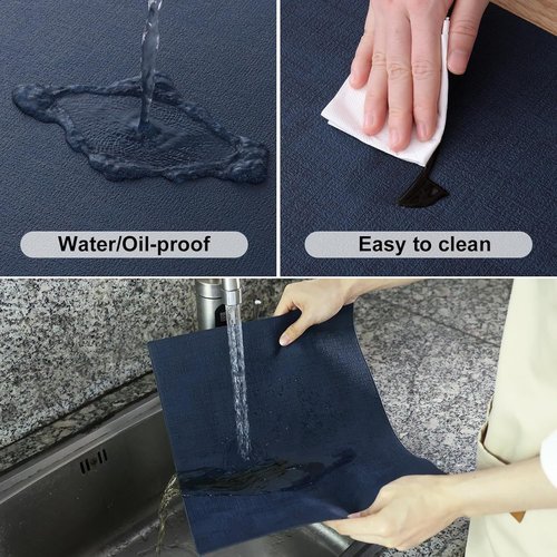 Homaxy Faux Leather Placemats - Heat Resistant & Waterproof Dining Table Mats, Set of 6 | 11.8" x 17", Navy Blue