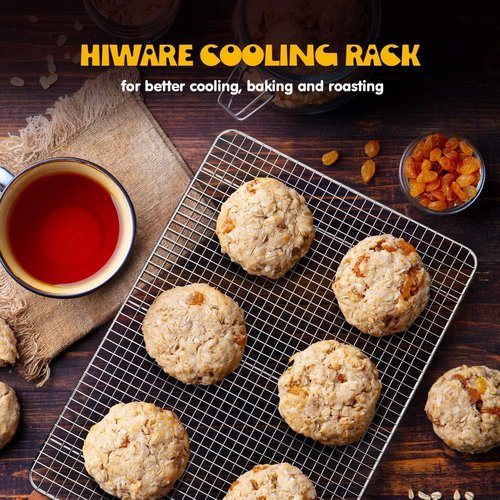 Hiware Cooling Racks for Baking - 2-Pack Stainless Steel Wire | 10" x 15" Oven Safe Cookie Rack