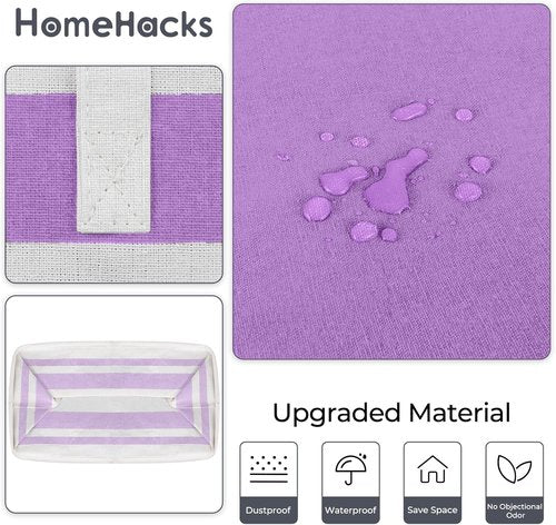 HomeHacks Large Waterproof Laundry Baskets - Collapsible Hampers with Reinforced Handles | Purple, 100L Each