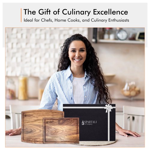 Spartali & Company Black Walnut Cutting Board Set for Kitchen, Reversible Wooden Chopping Board With Juice Grooves, Made from American Black Walnut, set of 2 sizes 12x9 & 15x12. Gift Box included!