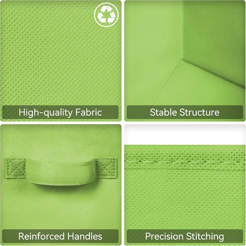 Granny Says Cube Storage Bins - 11 Inch Foldable Fabric Organizers | 6 Pack Light Green Baskets for Shelves
