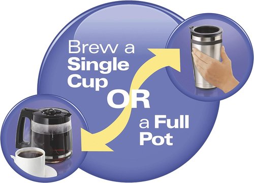 Hamilton Beach FlexBrew Coffee Maker - 2-Way Brewing for K-Cup Pods & Grounds | 12-Cup Capacity, Black & Silver