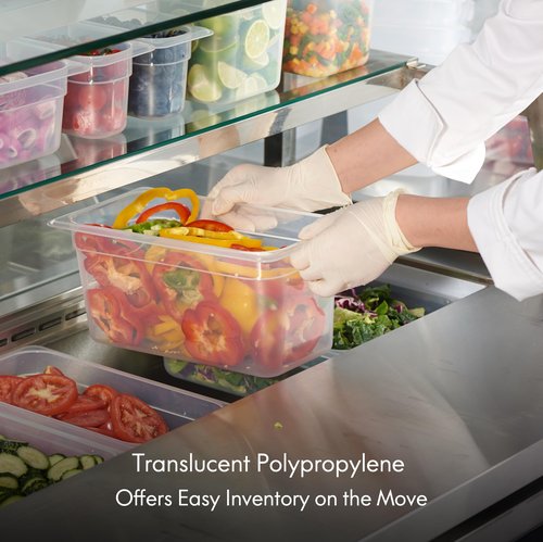 CURTA 4-Pack 1/2 Size 6" Deep Food Pan with Handled Lid – NSF Commercial-Grade Translucent Polypropylene, Stackable Freezer-Safe Storage for Restaurants, Catering & Buffets