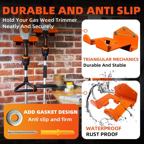 OSROENE Weedeater Hanger, 1 Pack Weed Eater Hanger for Wall, Heavy Duty Weed Wacker Hooks for Garage, Garage Organization Storage Shed Organizer Mounted Trimmer Rack