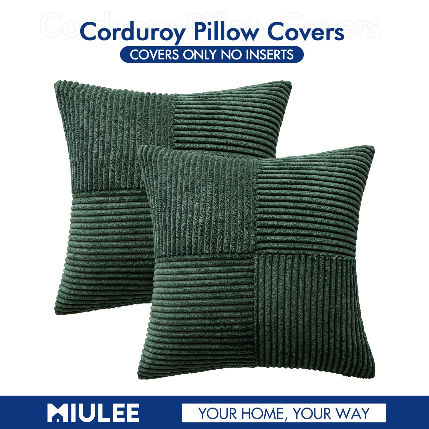 MIULEE Burgundy Decorative Throw Pillow Covers 18x18 Inch for Couch Bed Sofa Pack of 2 Boho Farmhouse Throw Pillows Soft Cross Corduroy Patchwork Textured Cushion Cases