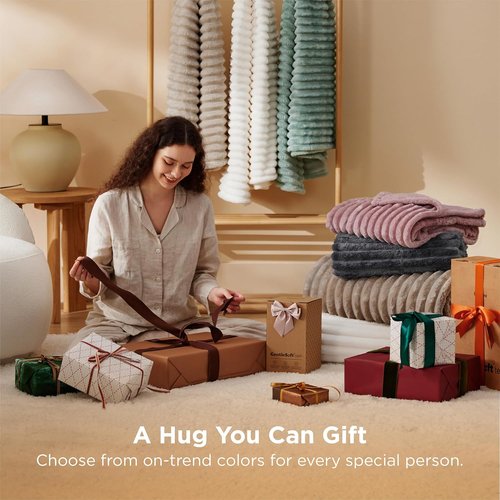Bedsure GentleSoft Grey Fleece Queen Blanket - Cozy Soft Throw for Couch, 90x90 Inches