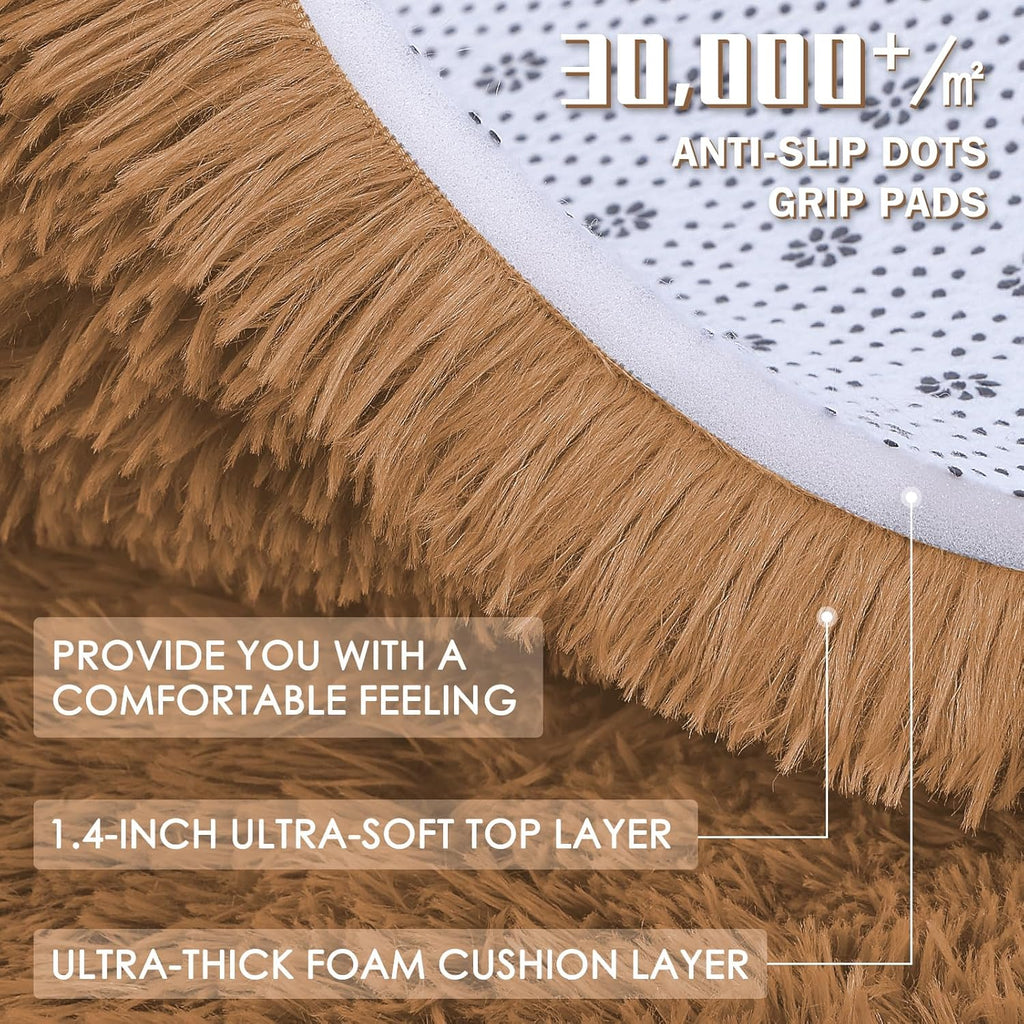 OLANLY Large Area Rug - Soft Fluffy Shaggy Carpet for Living Room & Bedroom | 9x12, Khaki