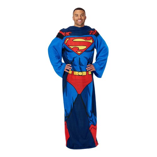 Northwest DC Superman Full Body Player Comfy Throw Blanket with Sleeves, 48" x 71", Action Superman