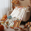 PAOPOED Fall Pumpkins Throw Blanket, Thanksgiving Autumn Maple Leaves Watercolor Blanket for Bed Sofa Travel and Camping, Super Soft Cozy Fluffy Plush Blanket for All Seasons, 50" x 60"