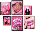 EXCOOL CLUB Pink Room Decor - Aesthetic 12x16 Hot Pink Wall Art Prints for Trendy Teen Girls Dorm (Unframed)