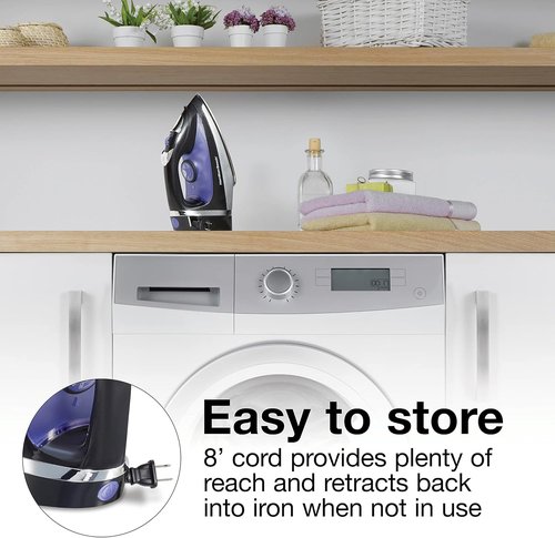 Hamilton Beach Steam Iron - 1200 Watts Garment Steamer with Stainless Steel Soleplate & 8’ Cord | Black (Pack of 2)