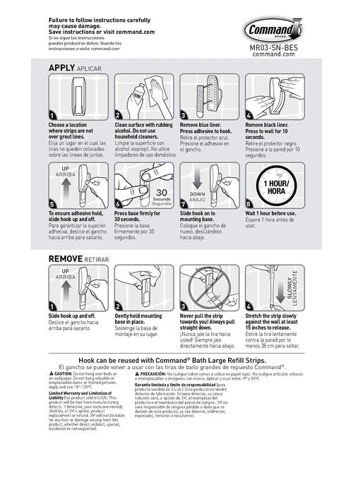 Command Modern Reflections Large Metal Bath Hook, Oil Rubbed Bronze, 1-Hook with Water-Resistant Strips, Organize Damage-Free