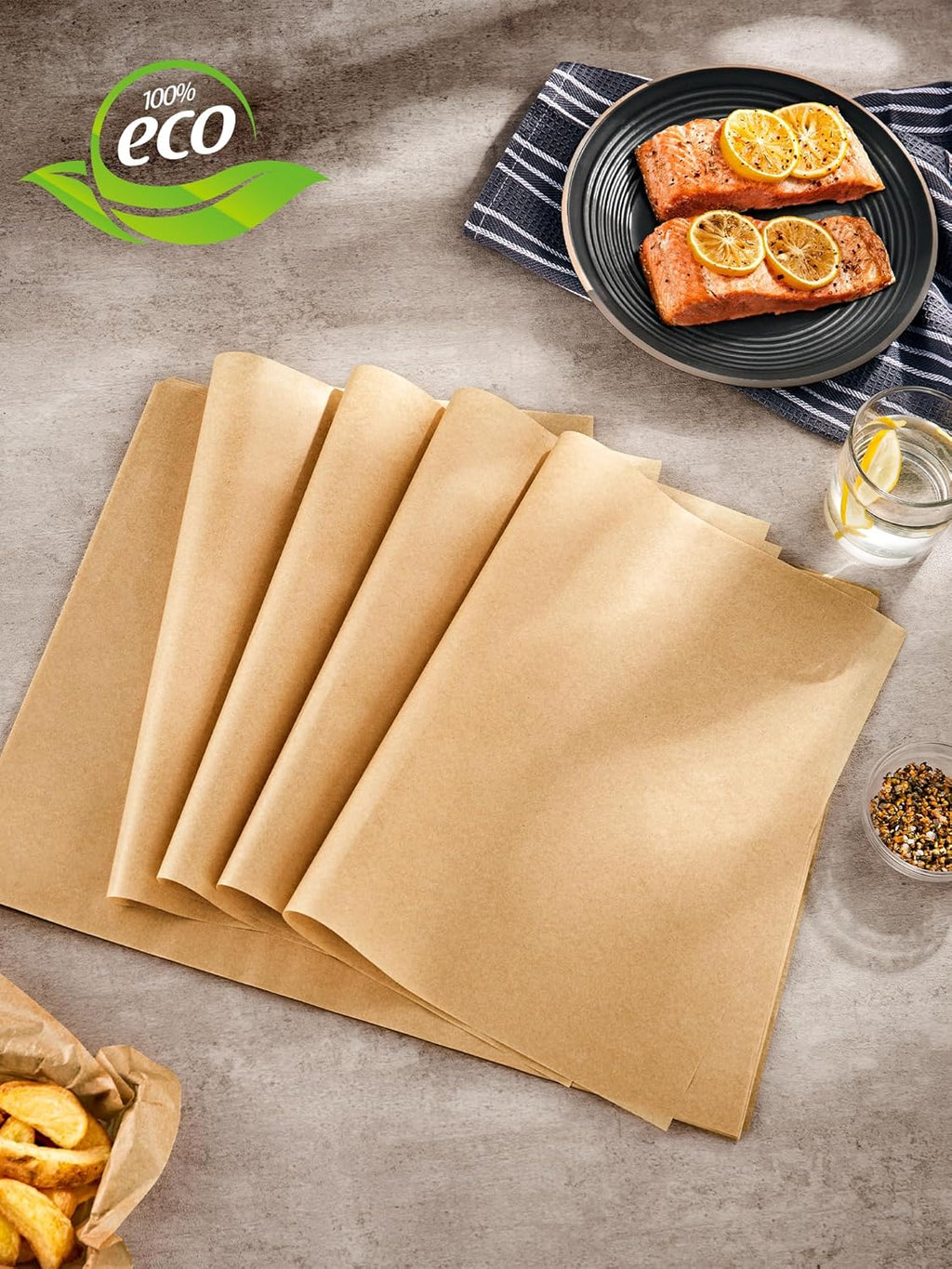 SMARTAKE Parchment Paper Sheets - 120 Pcs Pre-Cut, 16x24 Inch Non-Stick Baking Paper | Unbleached Natural Wood Pulp