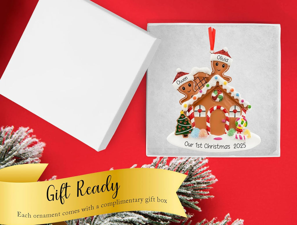 Personalized Gingerbread House Couple Ornament 2025 - Free Customization | Our First Christmas Together Keepsake