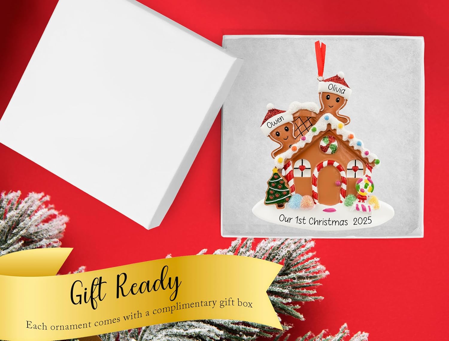 Personalized Gingerbread House Couple Ornament 2025 - Free Customization | Our First Christmas Together Keepsake