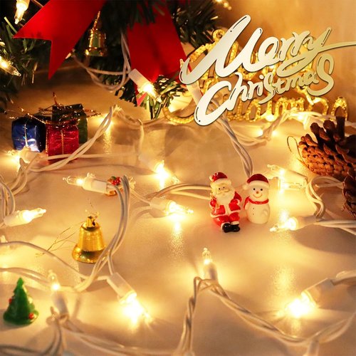 Clear Christmas Lights - 33FT Warm White Mini Lights with 100 Incandescent Bulbs | Indoor & Outdoor Holiday Decor