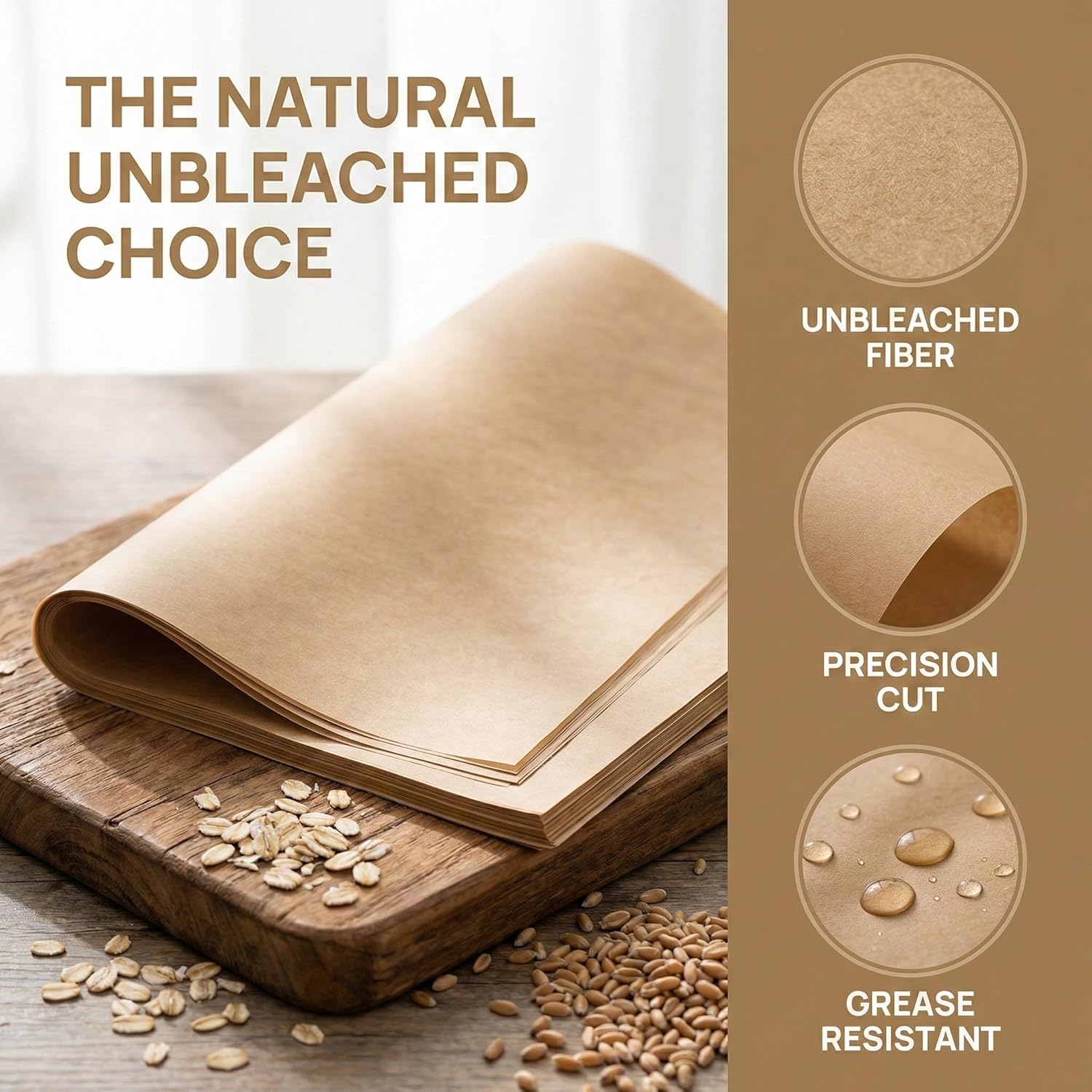 Unbleached Parchment Paper by [Brand Name] - 200 Pre-Cut Non-Stick Baking Sheets | Heat Resistant Up to 446°F (8 x 12 Inch)